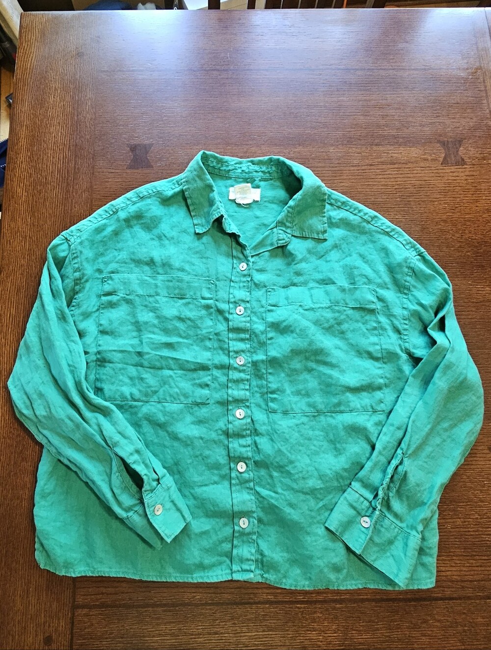 Cynthia Rowley Linen Cropped Blouse Medium
